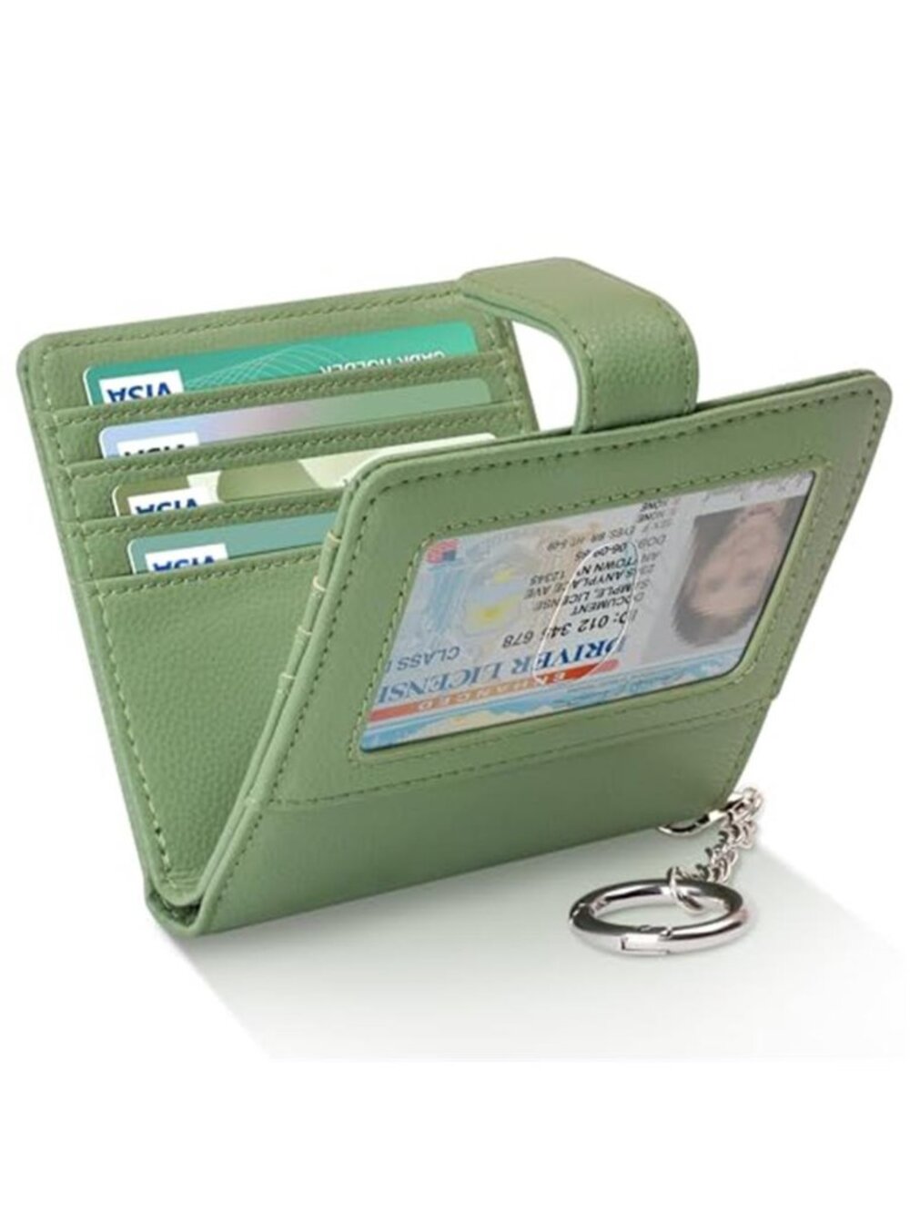 Womens RFID Bifold Wallet Slim Card Holder PU Leather Keychain Coin Pocket Case